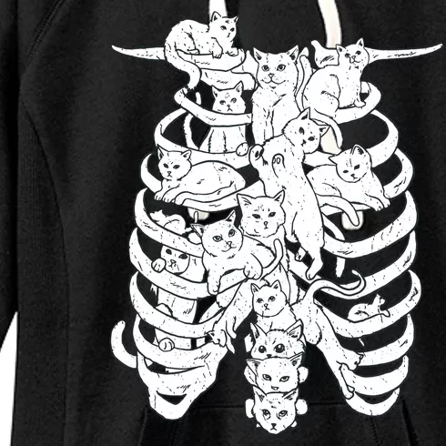 Human Skeleton Spine Cats Women's Fleece Hoodie