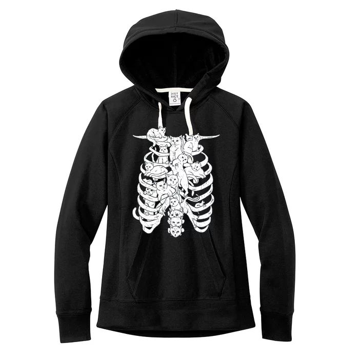 Human Skeleton Spine Cats Women's Fleece Hoodie