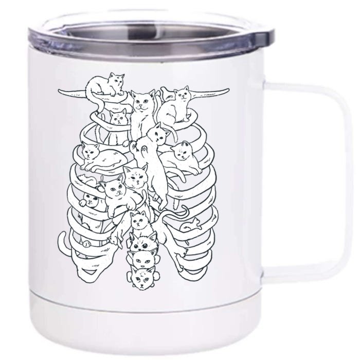 Human Skeleton Spine Cats Front & Back 12oz Stainless Steel Tumbler Cup