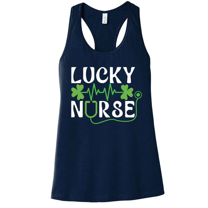 Hospital Shamrock Saint Patrick Day Lucky Nurse Women's Racerback Tank