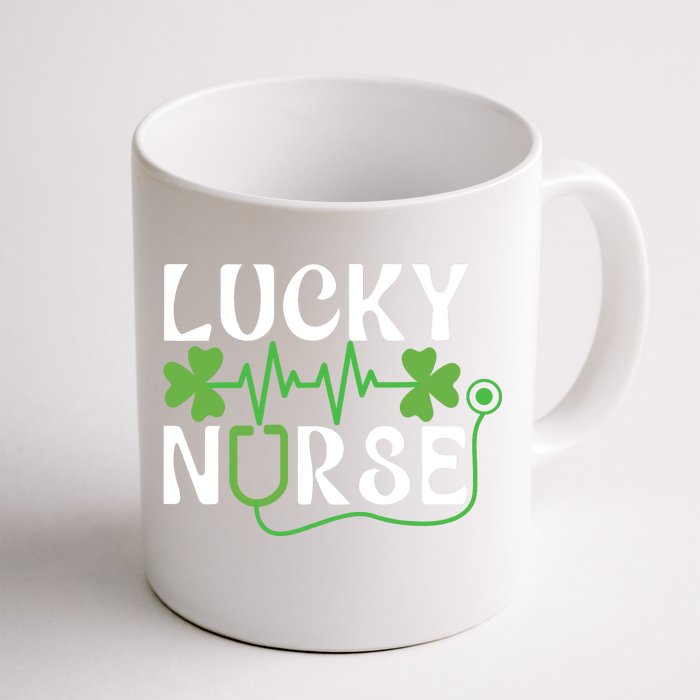 Hospital Shamrock Saint Patrick Day Lucky Nurse Front & Back Coffee Mug