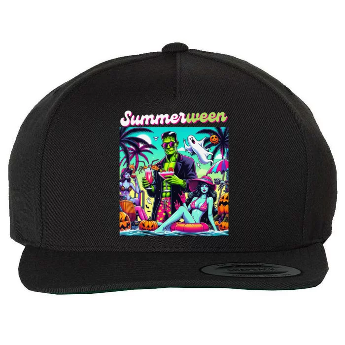 Happy Summerween Summer Halloween Holiday Beach Vibes Spooky Wool Snapback Cap