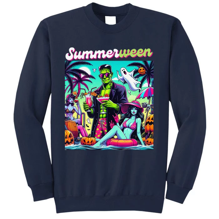 Happy Summerween Summer Halloween Holiday Beach Vibes Spooky Tall Sweatshirt