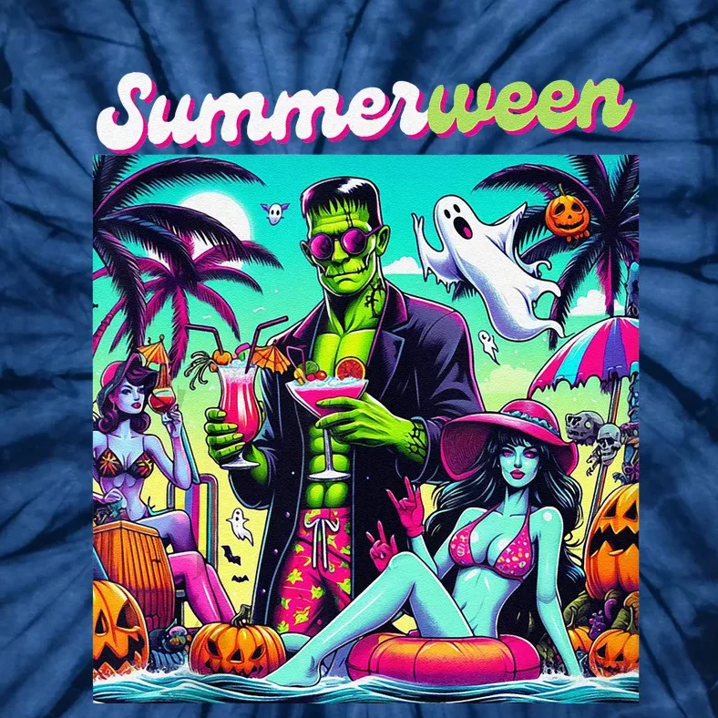 Happy Summerween Summer Halloween Holiday Beach Vibes Spooky Tie-Dye T-Shirt