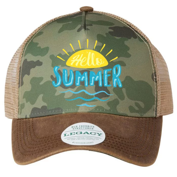 Hello Summer Sunset Ocean Wave Legacy Tie Dye Trucker Hat