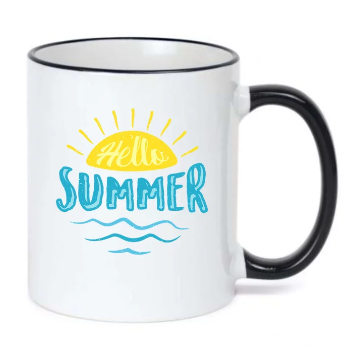 Hello Summer Sunset Ocean Wave Black Color Changing Mug