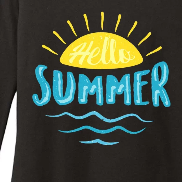 Hello Summer Sunset Ocean Wave Womens CVC Long Sleeve Shirt