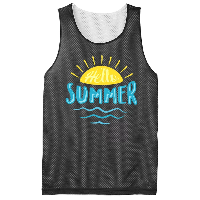 Hello Summer Sunset Ocean Wave Mesh Reversible Basketball Jersey Tank