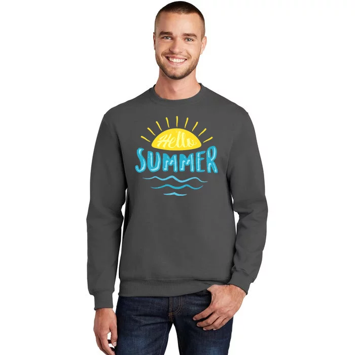 Hello Summer Sunset Ocean Wave Tall Sweatshirt