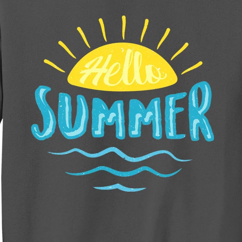 Hello Summer Sunset Ocean Wave Tall Sweatshirt