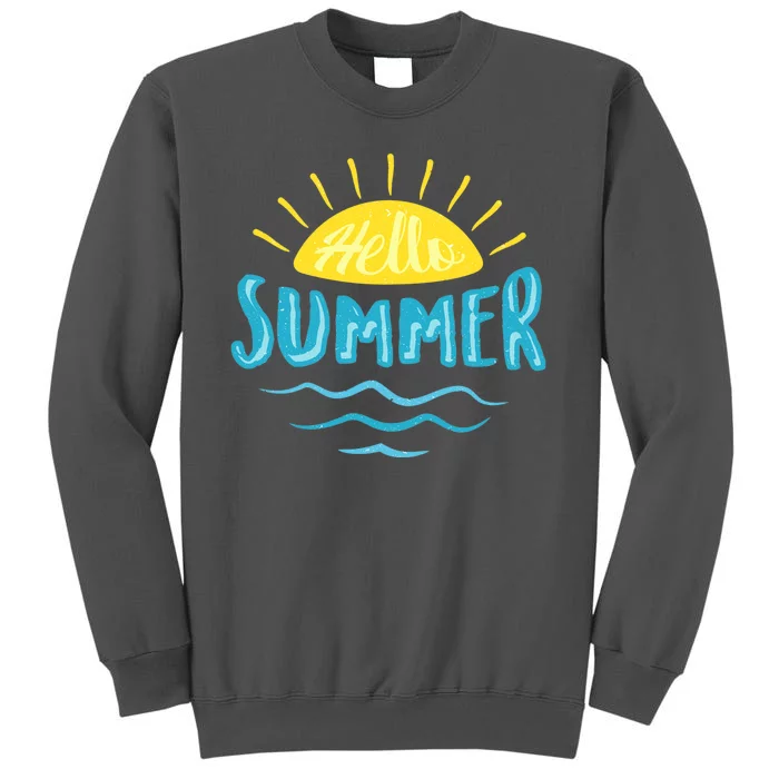 Hello Summer Sunset Ocean Wave Tall Sweatshirt