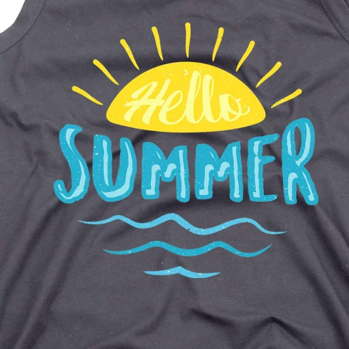 Hello Summer Sunset Ocean Wave Tank Top