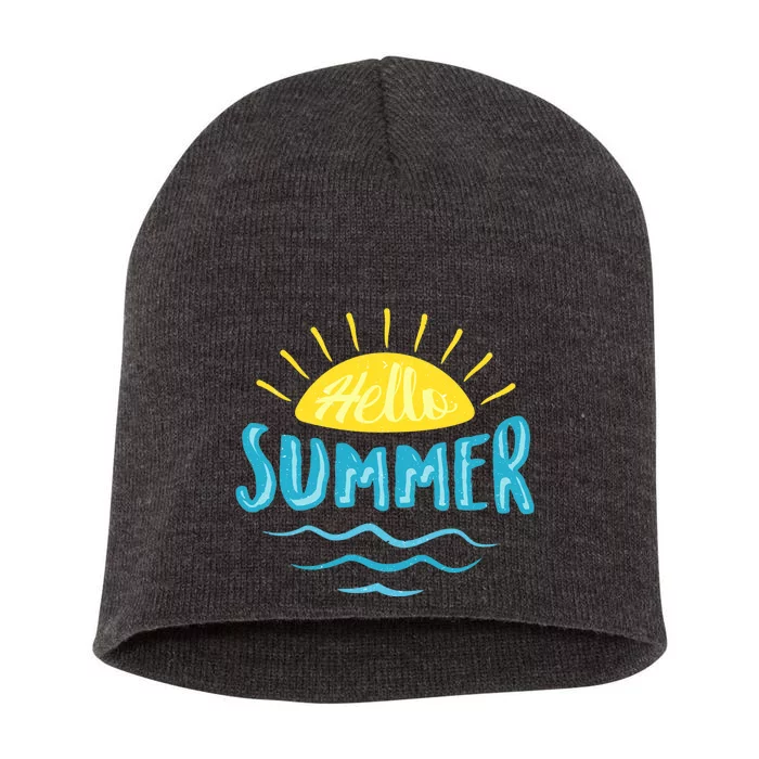 Hello Summer Sunset Ocean Wave Short Acrylic Beanie