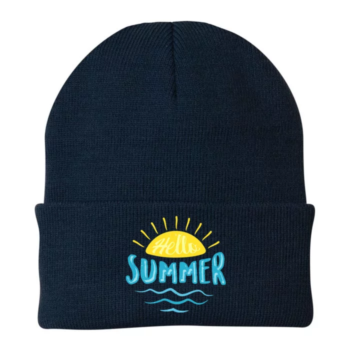 Hello Summer Sunset Ocean Wave Knit Cap Winter Beanie