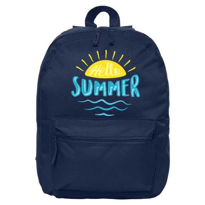 Hello Summer Sunset Ocean Wave 16 in Basic Backpack