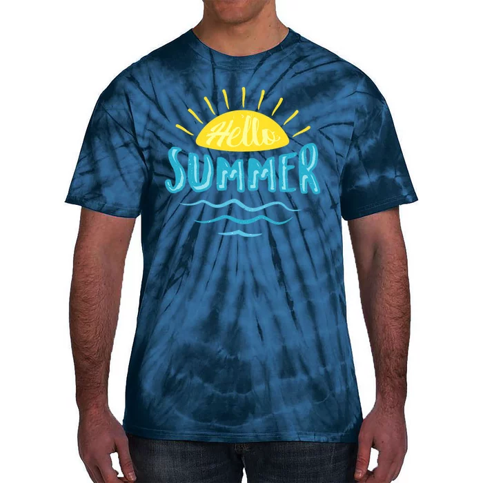 Hello Summer Sunset Ocean Wave Tie-Dye T-Shirt