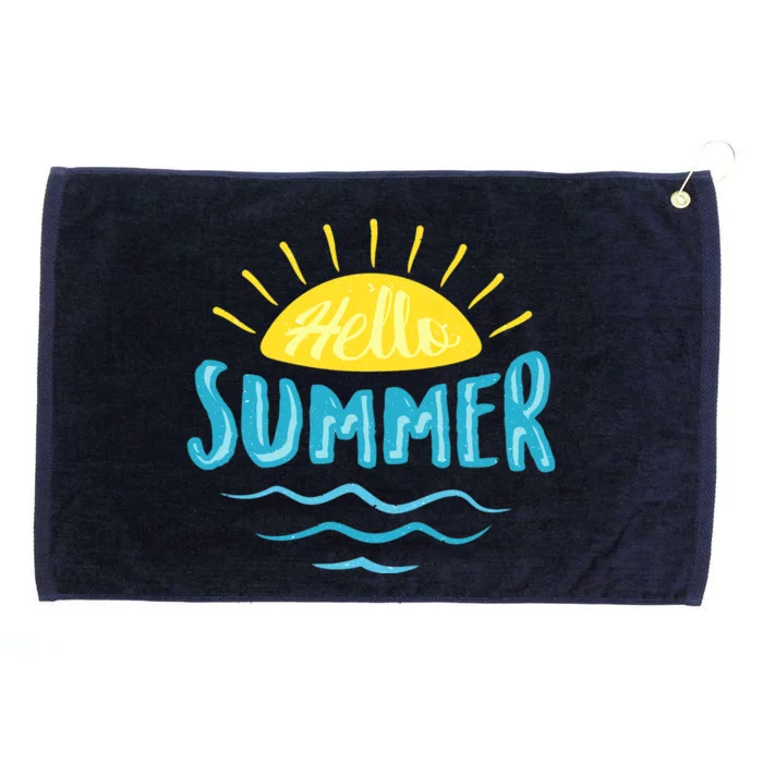 Hello Summer Sunset Ocean Wave Grommeted Golf Towel