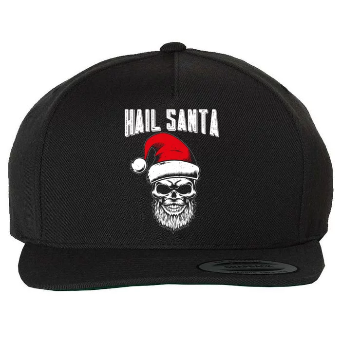 Hail Santa Skull Santa Hat Retro Heavy Metal Christmas Gift Wool Snapback Cap