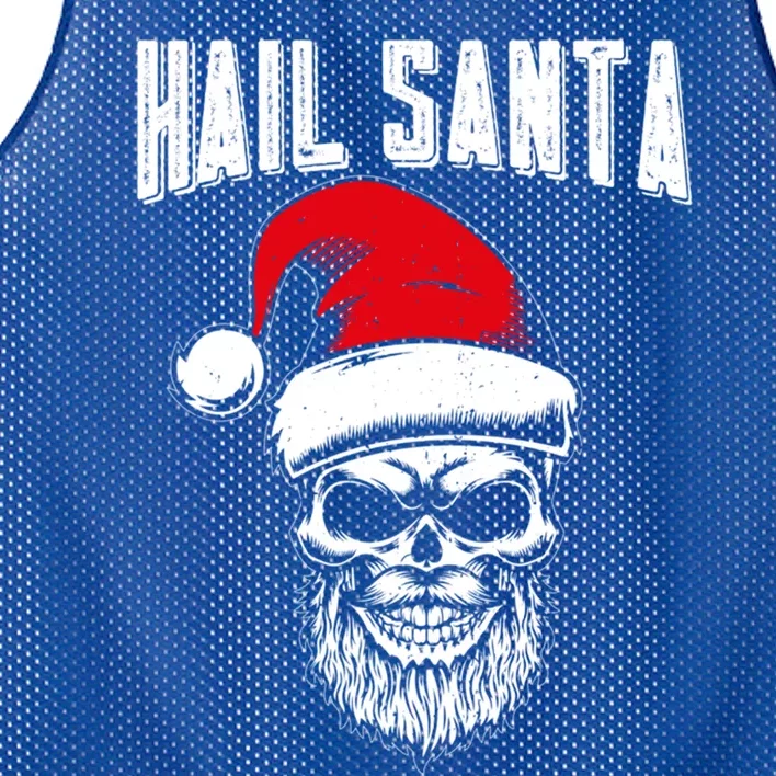 Hail Santa Skull Santa Hat Retro Heavy Metal Christmas Gift Mesh Reversible Basketball Jersey Tank