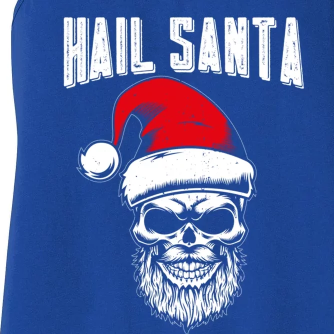 Hail Santa Skull Santa Hat Retro Heavy Metal Christmas Gift Women's Racerback Tank