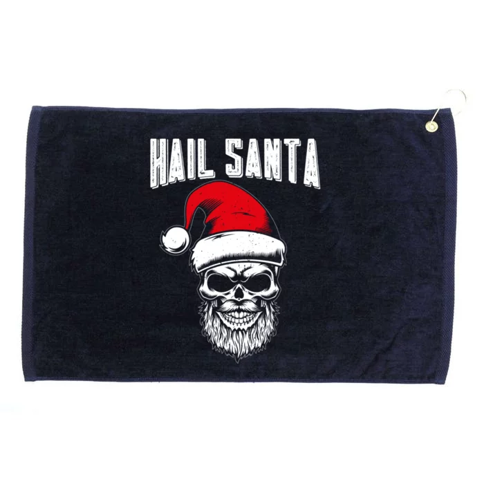 Hail Santa Skull Santa Hat Retro Heavy Metal Christmas Gift Grommeted Golf Towel