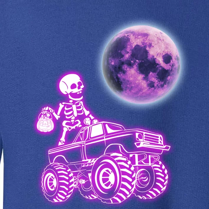 Halloween Scary Skeleton Ghost Riding Monster Truck Pumpkin Funny Gift Toddler Sweatshirt