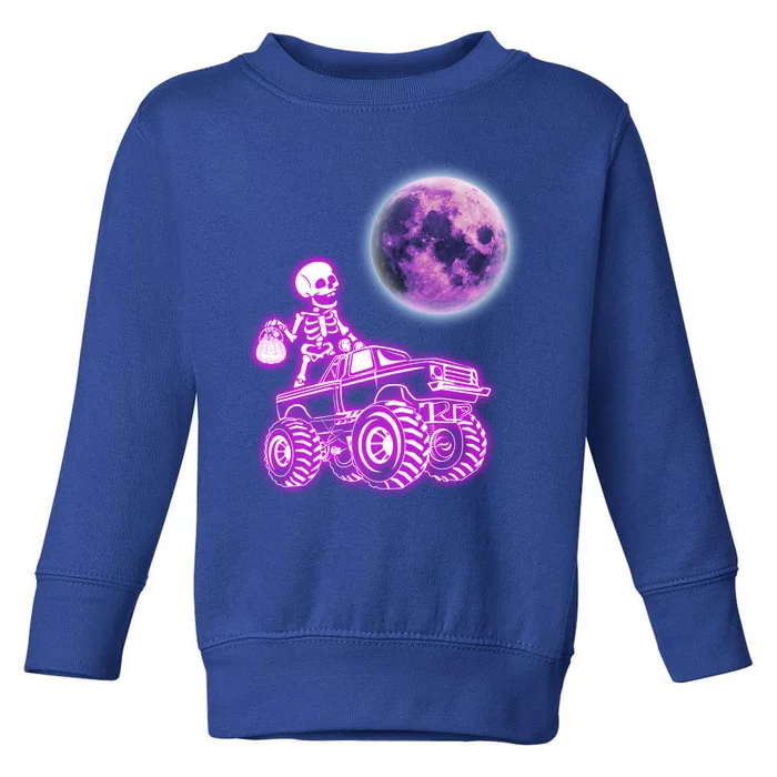 Halloween Scary Skeleton Ghost Riding Monster Truck Pumpkin Funny Gift Toddler Sweatshirt