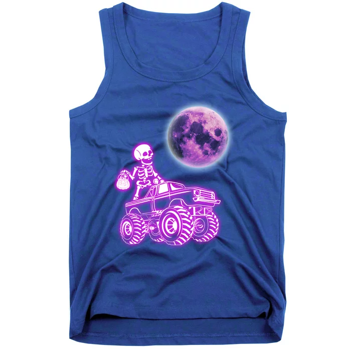 Halloween Scary Skeleton Ghost Riding Monster Truck Pumpkin Funny Gift Tank Top