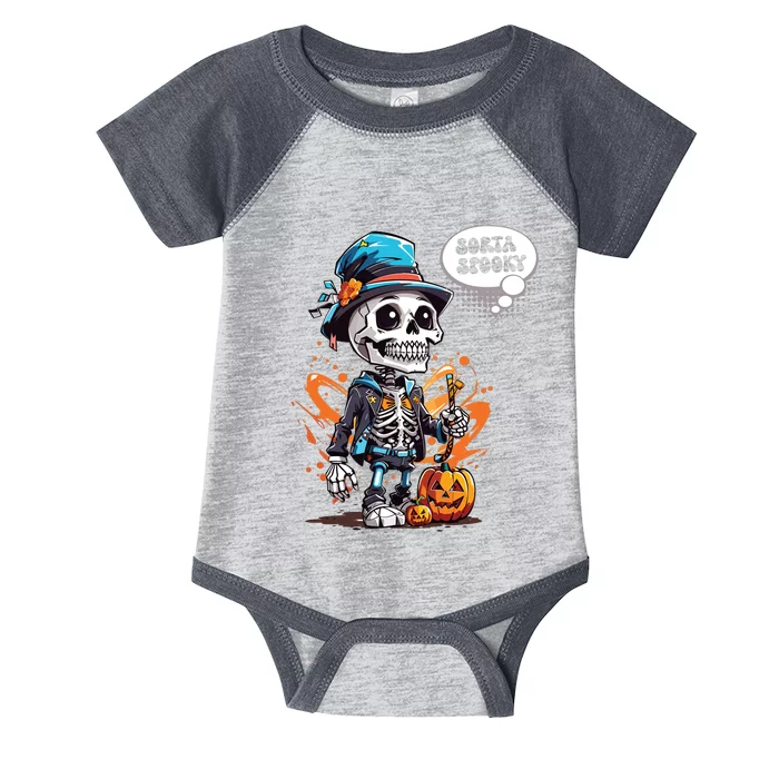 Halloween Skeleton Sorta Spooky Infant Baby Jersey Bodysuit