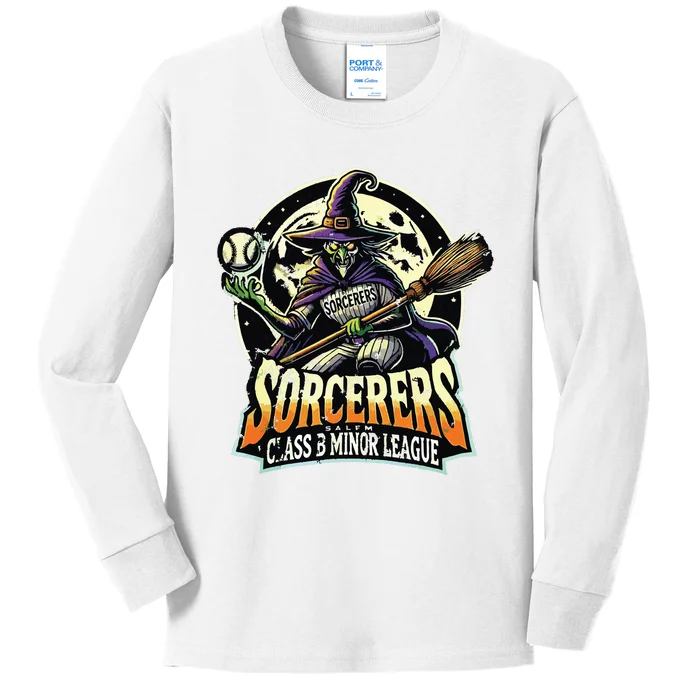 Halloween Salem Sorcerers Minor League Baseball Kids Long Sleeve Shirt