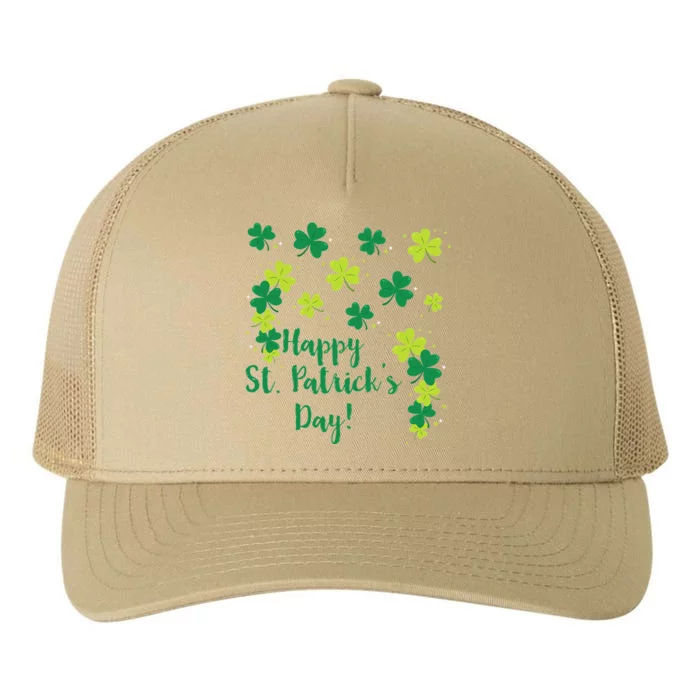 Happy St Saint Patrick's Day Green Clovers Shamrock Yupoong Adult 5-Panel Trucker Hat