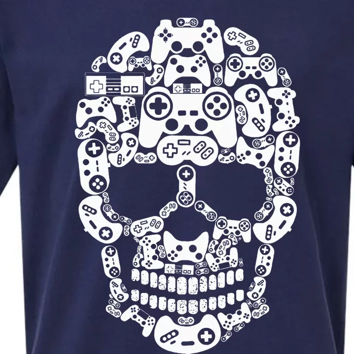 Halloween Skeleton Skull Gamer Controller Gaming Sueded Cloud Jersey T-Shirt