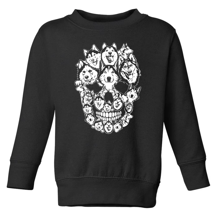 Husky Skull Siberian Dog Lover Toddler Sweatshirt