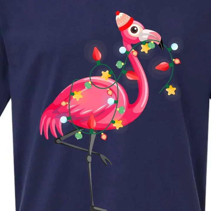 Hawaiian Summer Tropical Flamingo Funny Christmas In July Sueded Cloud Jersey T-Shirt