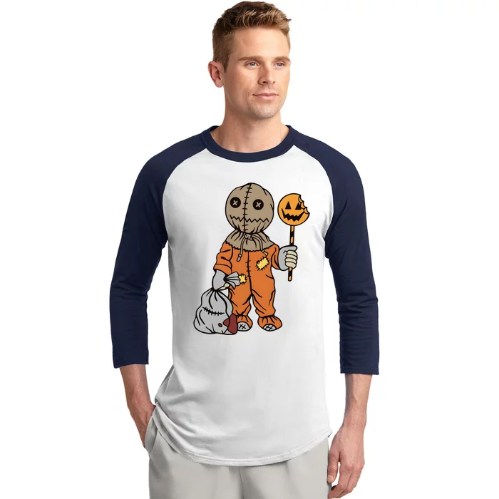 Halloween Sam Trick Or Treat Scary Spooky Vibes Baseball Sleeve Shirt