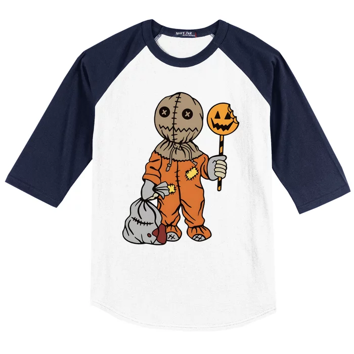 Halloween Sam Trick Or Treat Scary Spooky Vibes Baseball Sleeve Shirt