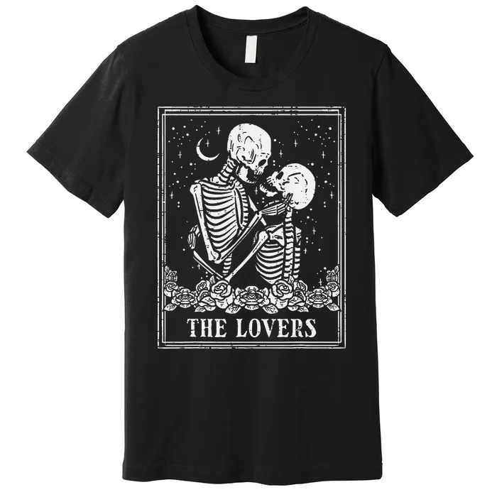 Halloween Skeleton Tarot The Lovers Couple Costume Premium T-Shirt