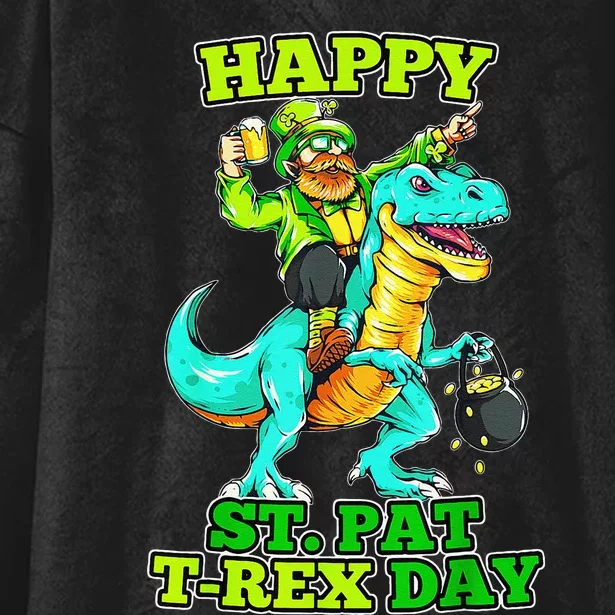 Happy St. TRex Day Saint Patrick's Leprechaun Dinosaur Hooded Wearable Blanket