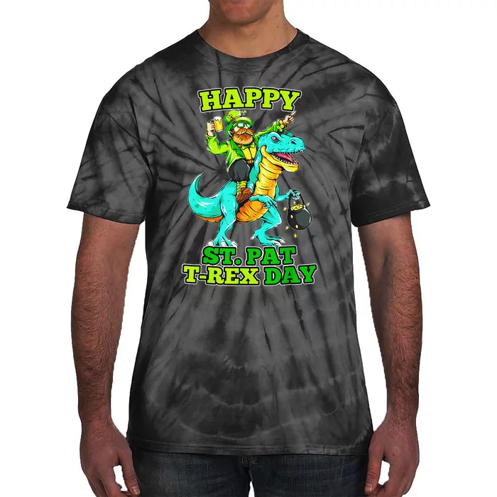 Happy St. TRex Day Saint Patrick's Leprechaun Dinosaur Tie-Dye T-Shirt