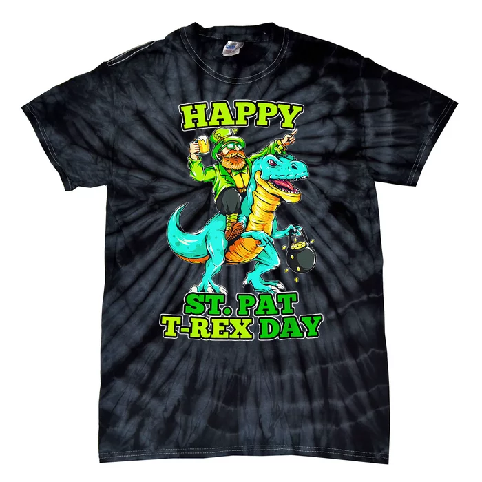 Happy St. TRex Day Saint Patrick's Leprechaun Dinosaur Tie-Dye T-Shirt