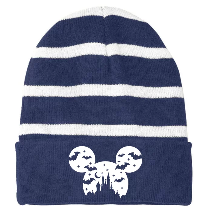 Halloween Spooky Trick Or Treat Striped Beanie with Solid Band