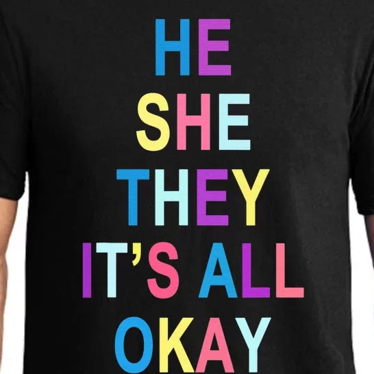 He She They It's All Okay' Graphic Tee Pajama Set