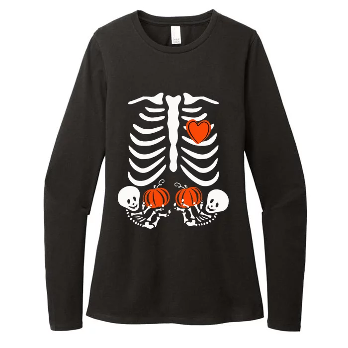 Halloween Skeleton Twins Baby Xray Rib Cage Costume Womens CVC Long Sleeve Shirt