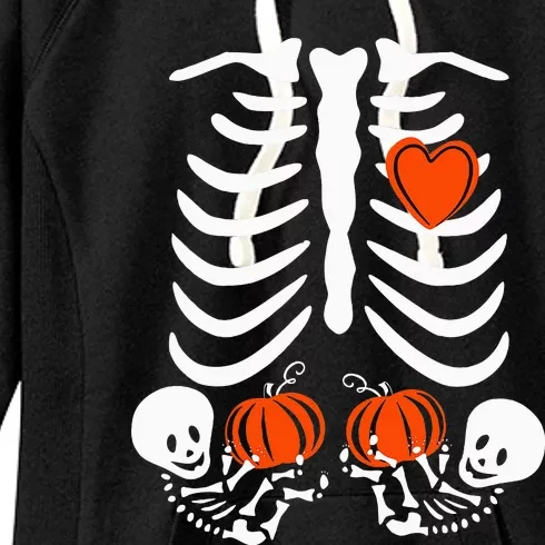 Halloween Skeleton Twins Baby Xray Rib Cage Costume Women's Fleece Hoodie