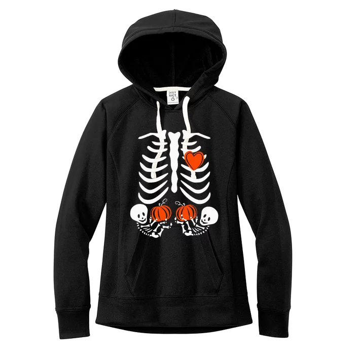 Halloween Skeleton Twins Baby Xray Rib Cage Costume Women's Fleece Hoodie