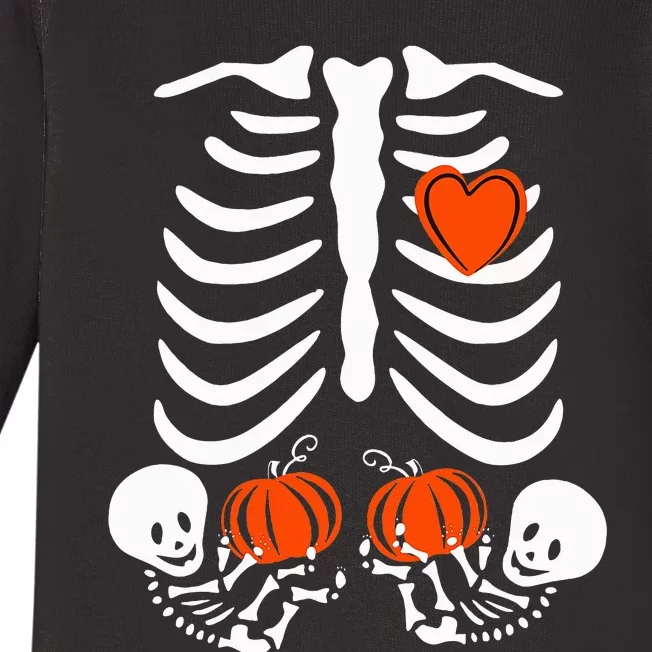 Halloween Skeleton Twins Baby Xray Rib Cage Costume Baby Long Sleeve Bodysuit