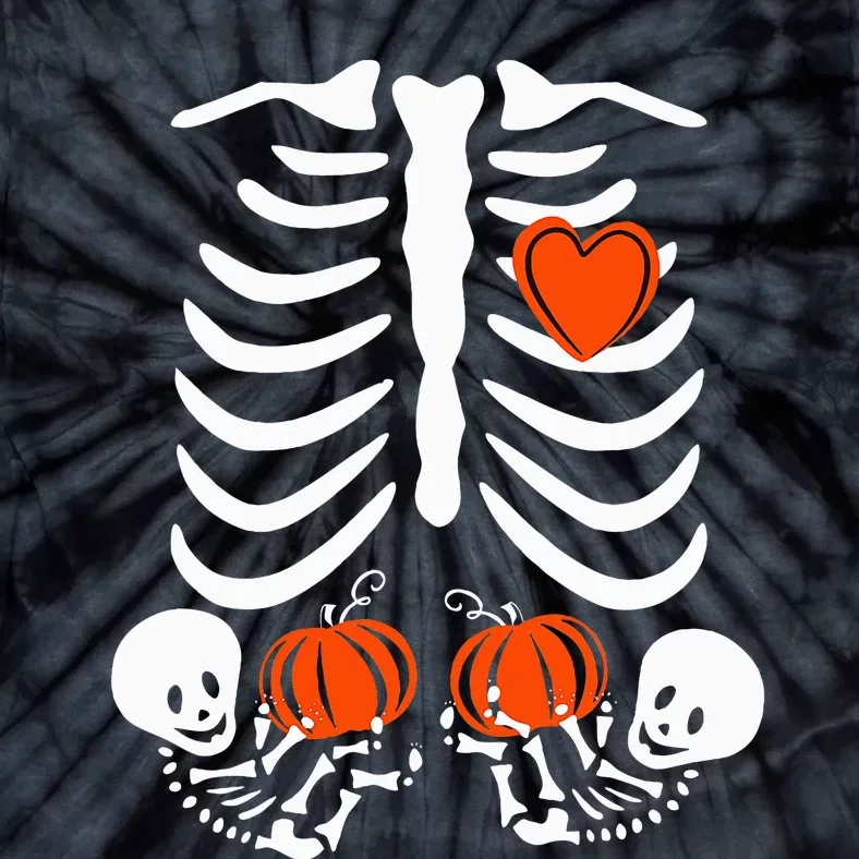 Halloween Skeleton Twins Baby Xray Rib Cage Costume Tie-Dye T-Shirt