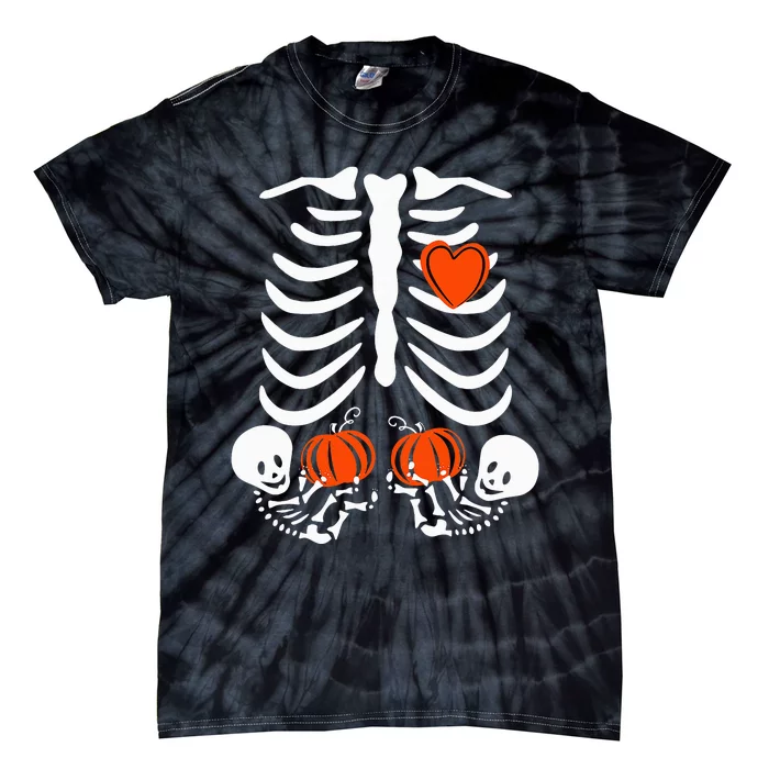 Halloween Skeleton Twins Baby Xray Rib Cage Costume Tie-Dye T-Shirt