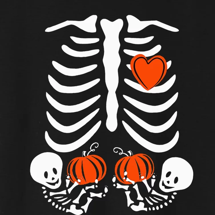 Halloween Skeleton Twins Baby Xray Rib Cage Costume Women's Crop Top Tee