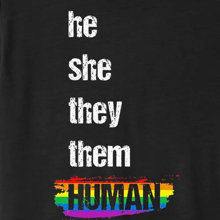 He She They Them Human LGBTQ Pride Rainbow Flag Pride Ally ChromaSoft Performance T-Shirt